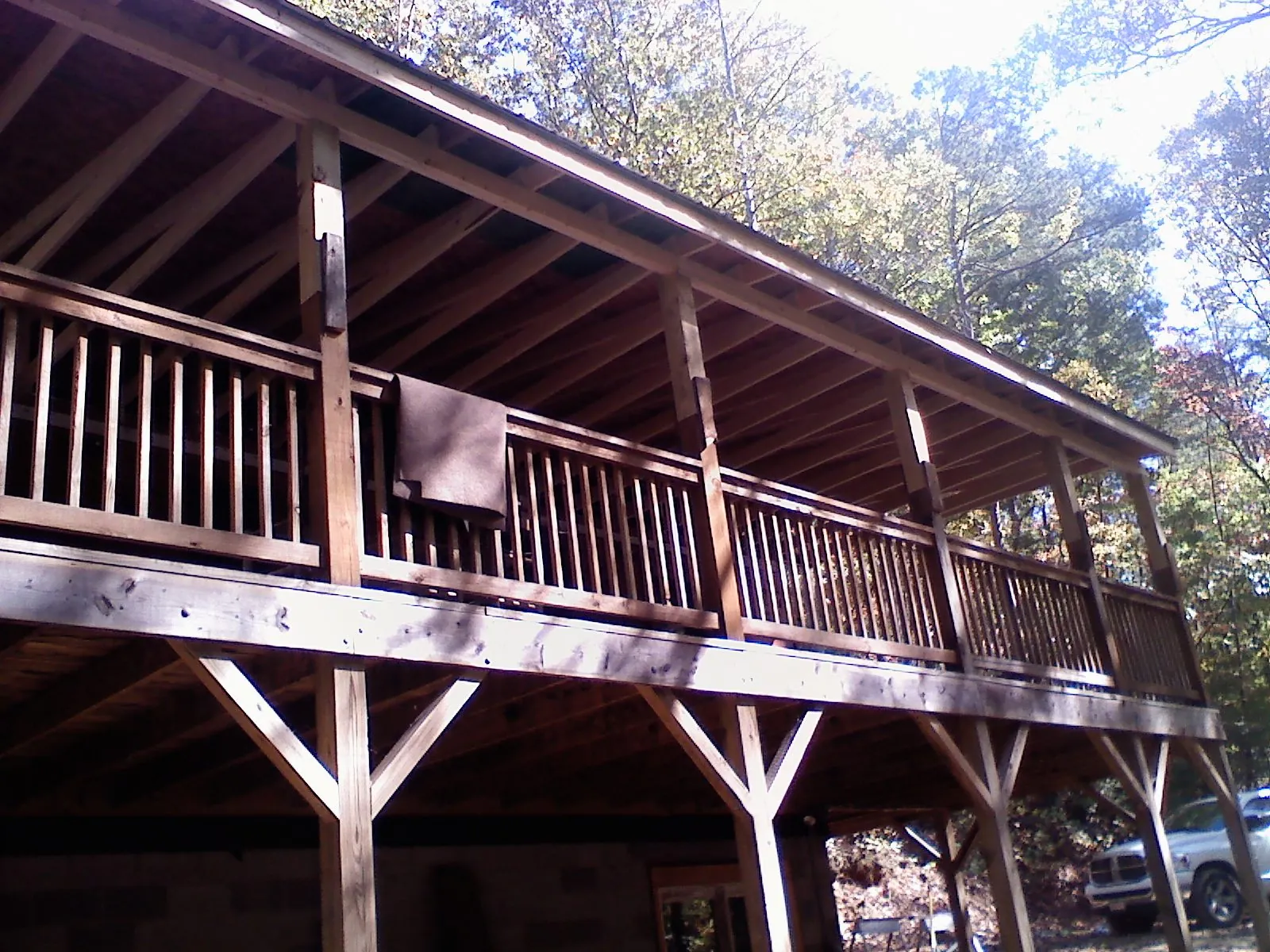 Timber framing under a new elevated porch and deck — Roof Leak Repair in Lafayette Hill by Roofing Brothers